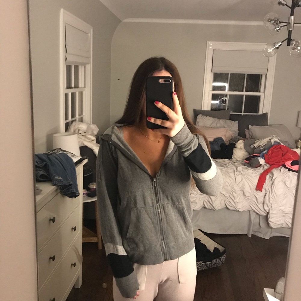 Gray zip up